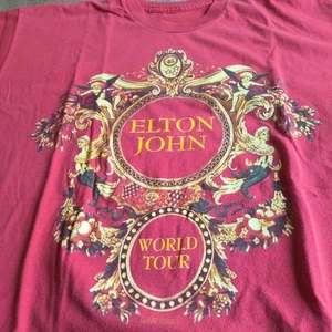 ELTON JOHN Gianni Versace Vintage Rare Retro 90's World Tour T-shirt Size Large - Picture 1 of 8