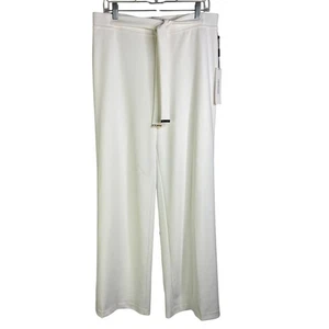 Calvin Klein Dress Pants Trouser Womens M Creamy White Belted Waist Wide Leg NWT - Picture 1 of 7