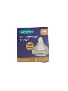 Lansinoh NaturalWave Baby Bottle Nipples, Fast Flow, , Anti-Colic 2 ct - Picture 1 of 4