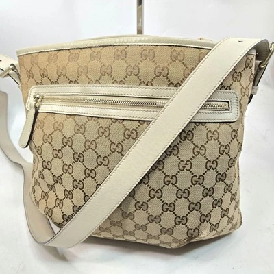 Gucci GG Shoulder Bag Crossbody White Canvas  Authentic - Image 1 of 4