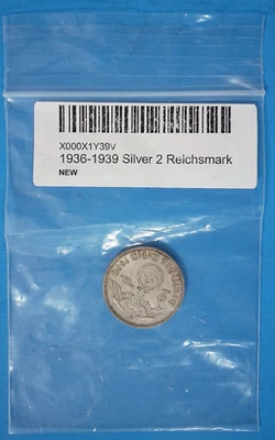 1939 Silver 2 Reichsmark Coin World War II Historic Germany 625 Silver - Image 1 of 3