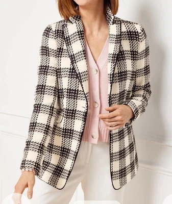 Blazer para mujer Talbots Lake Tweed talla 2 marfil rubor negro Academia despistado $219 Foto 1 de 4