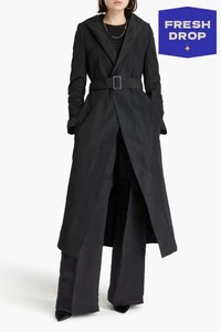 RRP €1146 RICK OWENS Long Wrap Trench Coat IT40 US4 UK8 S Black Belted Hooded - Picture 1 of 6