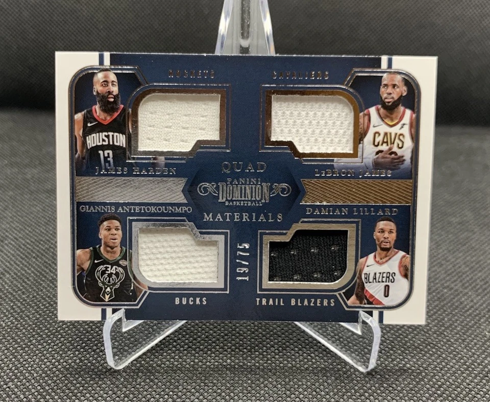 Lebron Giannis Harden Lillard /75 Game Worn Patch 17-18 Panini Dominion NBA #32 - Image 1 of 2