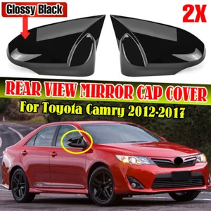 Glossy Black Add-on Rear View Side Mirror Cover Cap For Toyota Camry 2012-2017 - Picture 1 of 14