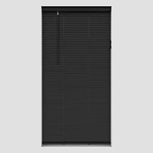 Real Hard Wood Venetian Blinds BLACK FINISH 25mm Slats 60 to 180cm 9 SIZES NEW - Picture 1 of 3