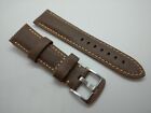 New Geckota 22mm Padded Vintage Distressed Brown Genuine Leather Watch Strap C37