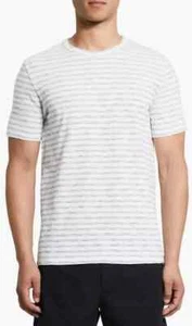 Theory Mens Cosmo Pinstripe Essential T-Shirt, White/Baltic Sz-L - Picture 1 of 4