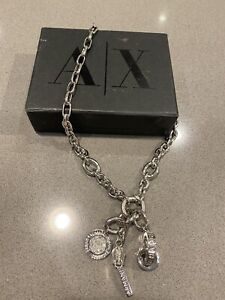 Armani Exchange silver necklace with charms BNIB