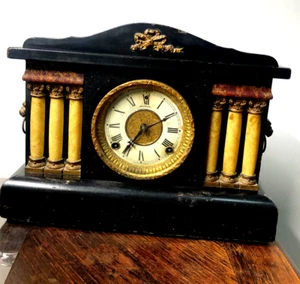 Antique The SESSIONS Eight Day Half-Hour Strike Cathedral Gong Mantle Clock USA - Picture 1 of 15