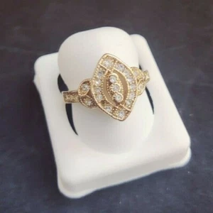 Fashion Marquise Rhinestone Yellow GP Ring Size 6 (13585) - Picture 1 of 6