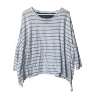 Mersea weiß grau Catalina Slub Baumwolle 3/4 Arm Oberteil Damen OS Lagenlook kastig - Bild 1 von 12