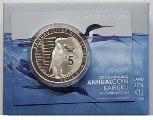 New Zealand - 2014 - 1 OZ Silver Proof Coin- Kairuku Penguin - Picture 1 of 5