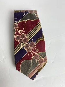 Polo Ralph Lauren Men’s Necktie Vintage Red Stripe Floral Blue Ocean Academia - Picture 1 of 8