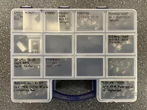 Double-Sided Organizer Box with Assorted Capacitors, IC Chips, and Electronics - Picture 1 of 14