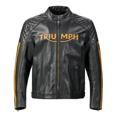 Chaqueta de cuero para motociclista Triumph Racing chaqueta de cuero de vaca real Foto 1 de 4