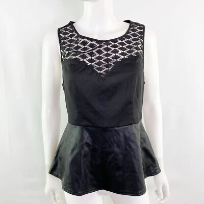 Top Bebe Negro Sin Mangas Satén y Lentejuelas Malla Peplum Talla M Foto 1 de 4