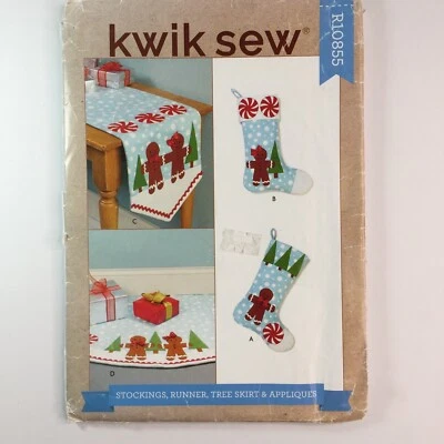 Kwiksew 4347 Christmas Tree Skirt Stocking Table Runner New Uncut Pattern - Image 1 of 4