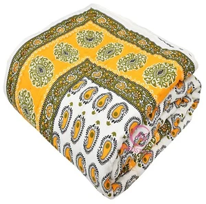 Handmade Quilt Cotton Jaipuri Razai Double Bed Winter Quilt Blanket King Size - Picture 1 of 5