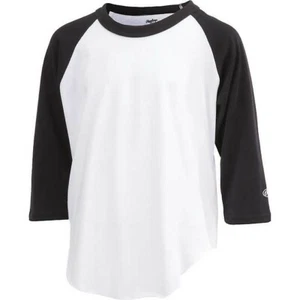 Jugend kleines 3/4 Ärmel Baseball Raglan Shirt schwarz über weiß coole Haut Netz - Bild 1 von 6