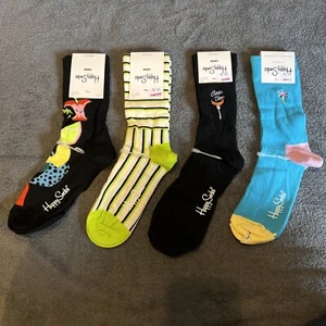 HAPPY SOCKS 4 Pair pack 4 different designs size (36-40 EUR) (4-7 UK) BRAND NEW - Picture 1 of 9