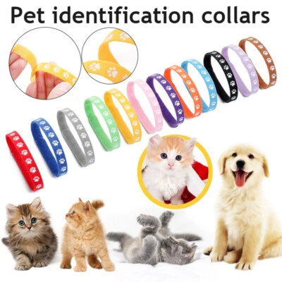 Set of 6/12 Puppy Adjustable Collar Welping ID Bands Newborn Dog Kitten Pet Tags