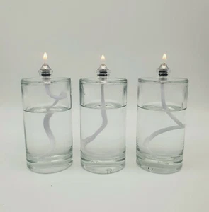 Set of 3 Cell100 Glass Oil Lamps for use with Sootless and Odourless Lamp Oil - Picture 1 of 3