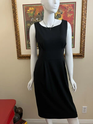 Vestido Vaina Spiegel Negro Sin Mangas Punto Completamente Forrado Talla 12 ¡NUEVO! Foto 1 de 4