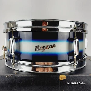 Tamburo rullante vintage 1962-3 Rogers 5x14 Luxor 6 alette blu e argento pane e burro - Foto 1 di 20