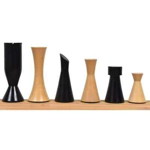 Juego de piezas de ajedrez serie torre minimalista de 3,4" solo - boj ebonizado ponderado - Imagen 1 de 4