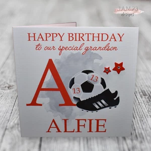 Personalised Boys Male Birthday Card Football 10th 11th 12th 13th 14th ANY AGE - Picture 1 of 9