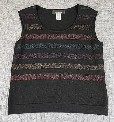 VTG Jones New York 95% Merino Wool Sweater Vest Womens Size M Black Shimmer - Image 1 of 4