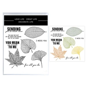 Maple Leaves I Miss You Metal Cutting Dies And Clear Stamps Set Scrapbook Crafts - Picture 1 of 5