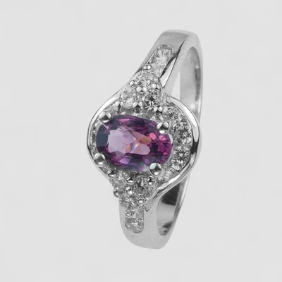 0.56CT ALLURING PURPLE BURMA SPINEL 925 STERLING SILVER HANDMADE RINGS SIZE 6 - Image 1 of 4