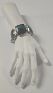Vintage Mexico Chrysocolla .925 Sterling Silver Native American Bracelet Stamped - Picture 1 of 6