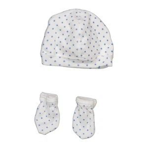 Petit Bateau 2-Pack Star Print Organic Cotton Mittens And Bonnet Set, Size 12M - Picture 1 of 3