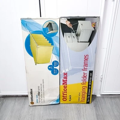 2 Office max letter size hanging file folder frame 4 packs 22" to 27" metal - Image 1 of 4
