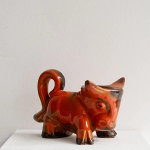 Portacandele Hildegard Delius Neuhaldensleben rosso ruggine ceramica smalto al piombo 1931 ca. - Foto 1 di 6