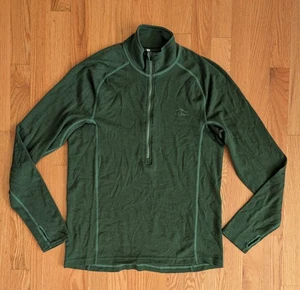 LL Bean Base Layer Mens Midweight  1/4 Zip Pullover 100% Merino Wool M/L Cresta  - Picture 1 of 10