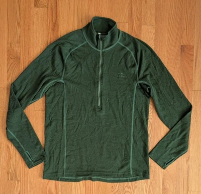 LL Bean Base Layer Mens Midweight  1/4 Zip Pullover 100% Merino Wool M/L Cresta  - Image 1 of 4