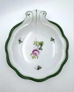 Mini plato pequeño en forma de concha de rosa HEREND Vienna - Imagen 1 de 9