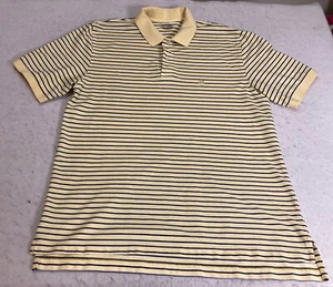 Brooks Brothers 346 Men's Shirt Short Sleeve SZ L Polo Yellow Black/White Stripe - Picture 1 of 13