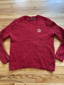 Lauren Ralph Lauren Damen Pullover rot Baumwolle Zopfmuster mit Wappen Größe L - Bild 1 von 6