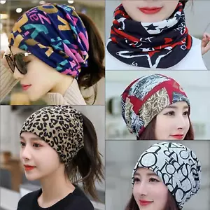 2 in 1 Neckerchief Headband Hat Soft Slouchy Beanie Scarf for Women Girls - Picture 1 of 17