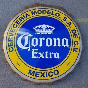 19" Corona Extra beer Crown Mexico Bottle Cap metal Bar Sign / Man Cave Large - Picture 1 of 12