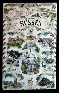 SUSSEX ,box framed, fabric covered Memo/Message/Pin/Notice board - Picture 1 of 1