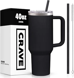 40Oz Tumbler with Handle and Straw L Insulated Stainless Steel Double Wall Spill - Picture 1 of 6