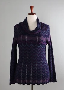 CHICO'S NWT $89 Flame Stitch Chelsea Cowl Neck Sweater Top Size 1 US Medium - Picture 1 of 6