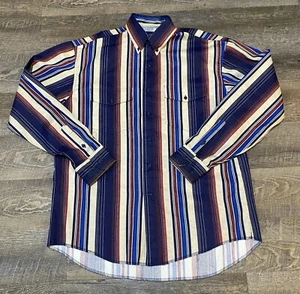 Vintage Wrangler Brush Popper Button Shirt Men’s Size 16.5x36 Stripes - Picture 1 of 6