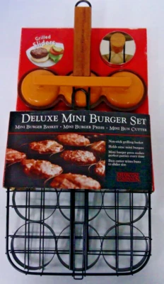 Charcoal Companion:Deluxe Mini Burger Set For Grilled Sliders Rosewood Handle - Image 1 of 4